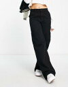 Pull&Bear wide leg cargo trousers in black ǥ