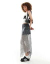 Reclaimed Vintage western denim & lace maxi skirt fB[X