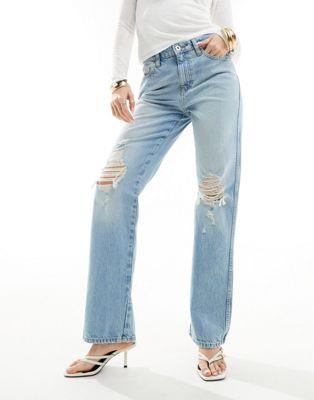 リバーアイランド River Island straight leg jean in lightwash blue レディース