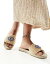 ӡ South Beach evil eye embellished espadrille mule sandals in natural raffia ǥ