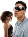 Spitfire sleaford oversized shield sunglasses in silver mirror jZbNX