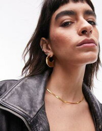 トップショップ Topshop Elio curved hoop stud earring in matte gold レディース