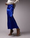 gbvVbv Topshop premium lace satin midi skirt in cobalt fB[X