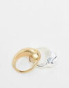 gbvVbv Topshop Rooni pack of 2 thick molten rings in multi plated fB[X