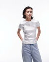 トップショップ Topshop foil tee in silver レディース