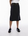 gbvVbv Topshop lace waistband insert 90s length satin bias skirt in black fB[X