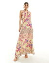 F[_ Vero Moda halterneck maxi dress in mixed floral print fB[X