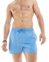 エイソス ASOS DESIGN swim shorts in short length in bright blue メンズ