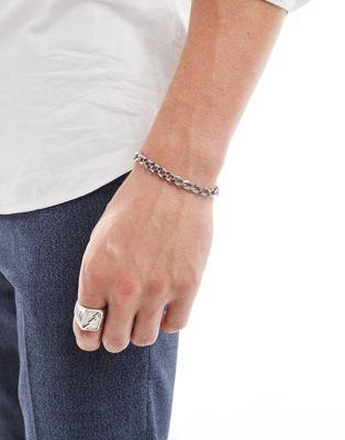 エイソス エイソス ASOS DESIGN waterproof stainless steel flat link bracelet in silver tone メンズ