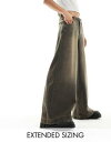 エイソス エイソス ASOS DESIGN extreme wide leg jeans in tinted brown wash メンズ