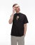 ȥåץޥ Topman oversized fit t-shirt with pressed floral chest print in black 