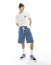 oY Vans check-5 baggy denim shorts in mid wash blue Y