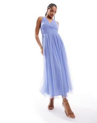 Anaya wrap front open back midaxi dress in soft blue fB[X