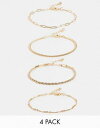 エイソス エイソス ASOS DESIGN pack of 4 fine chain bracelets in gold tone レディース
