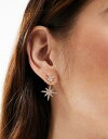 エイソス エイソス ASOS DESIGN drop earrings with front and back crystal celestial design in gold tone レディース