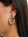 エイソス エイソス ASOS DESIGN hoop earrings with textured gold tone レディース