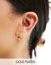 エイソス ASOS DESIGN 14k gold plated clicker hoop earrings with curve design レディース