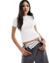 GC\X ASOS DESIGN seamless sculpting cap sleeve crew neck top in white fB[X