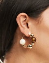 エイソス エイソス ASOS DESIGN hoop earrings with mixed bead design in gold tone レディース