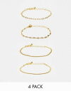 エイソス ASOS Curve エイソス ASOS DESIGN Curve 14k gold plated pack of 4 bracelets with mixed chain detail レディース