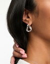 エイソス エイソス ASOS DESIGN silver plated hoop earrings with twist hinge design レディース