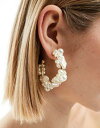 エイソス エイソス ASOS DESIGN 50mm hoop earrings with faux natural pearl design in gold tone レディース