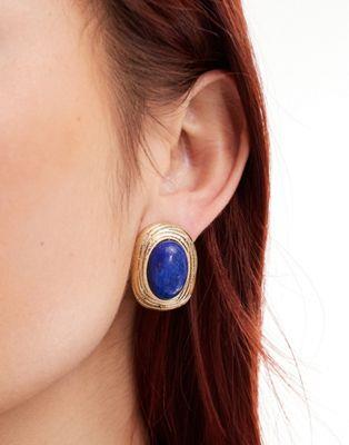 エイソス エイソス ASOS DESIGN stud earrings with real semi precious lapis detail in gold tone レディース