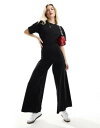 GC\X ASOS DESIGN ruched side jumpsuit with wide leg in black fB[X