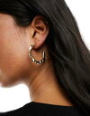 エイソス エイソス ASOS DESIGN hoop earrings with molten design in gold tone レディース