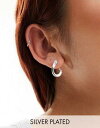 エイソス エイソス ASOS DESIGN silver plated hoop earrings with back and front clicker hinge design レディース