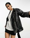 エイソス エイソス ASOS DESIGN longline oversized faux leather biker jacket in black レディース