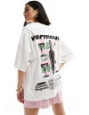 エイソス ASOS DESIGN oversized t-shirt with vermouth drink back graphic in white レディース