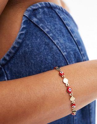 エイソス エイソス ASOS DESIGN bracelet with red eye bead detail in gold tone レディース