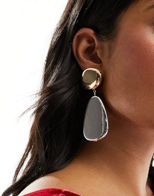  ASOS DESIGN drop earrings with molten mixed metal design in multi ǥ