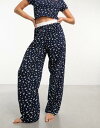 エイソス パジャマ レディース エイソス ASOS DESIGN mix & match ditsy print pyjama trouser with exposed waistband and picot trim in navy レディース