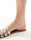 ASOS Curve GC\X ASOS DESIGN Curve anklet with faux pearl and crystal cupchain in silver tone - SILVER fB[X