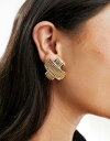 エイソス エイソス ASOS DESIGN stud earrings with vintage look cross over design in gold tone レディース