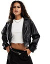 エイソス エイソス ASOS DESIGN faux leather glam 80's crop jacket in black レディース