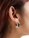 エイソス エイソス ASOS DESIGN hoop earrings with mixed metal curved square detail レディース