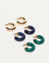 エイソス エイソス ASOS DESIGN pack of 3 hoop earrings with resin design in multi レディース