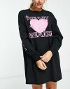 エイソス パジャマ レディース エイソス ASOS DESIGN disco heartbreaker long sleeve sleep tee in black レディース