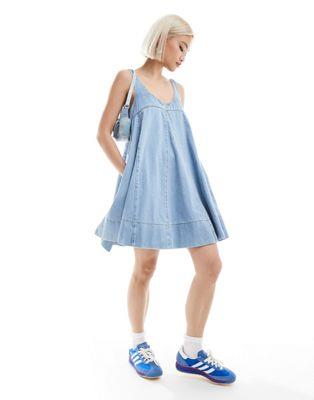 Daisy Street デイジーストリート ファッション ドレス Daisy Street scoop neck flared babydoll mini dress in blue denim カラー:BLUE■ご注文の際は、必ずご確認...