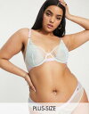 Dorina Curve Ilaria lace and mesh non padded balconette bra in pastel colour block fB[X