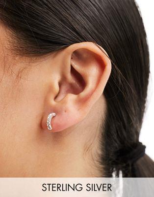 Kingsley Ryan Sterling Silver crystal half hoop earrings in silver ǥ