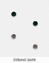 Kingsley Ryan silver gem set round stud 2 pack in sterling silver レディース