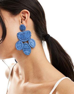 ޥ Mango crochet flower earrings in blue ǥ