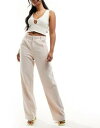 ߥåѥ Missyempire tailored linen look wide leg trousers in beige ǥ