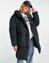 Monki oversized padded coat in black fB[X