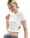 I[ ONLY ribbed top with open heart detail in white fB[X