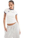 Pull&Bear sporty graphic baby tee in white fB[X